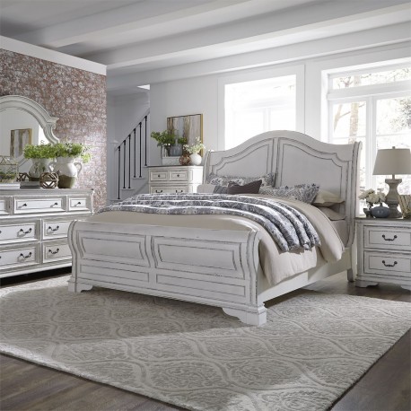 Magnolia Manor Queen Sleigh Bed, Dresser & Mirror, Chest, Night Stand