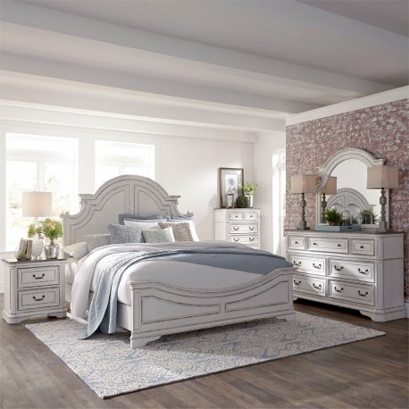 Magnolia Manor Panel Bed, Dresser & Mirror, Chest, NS