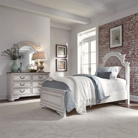 Magnolia Manor Youth Upholstered Bed, Dresser & Mirror