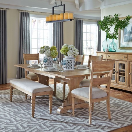 Harbor View 6 Piece Trestle Table Set